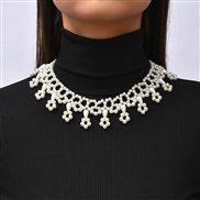 ( white)Korean brief handmade weave clavicle Pearl necklace woman ins trend shawl beads