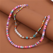 occidental style Bohemia handmade Pearl multilayer necklace woman ins creative beads
