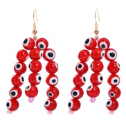 ( red)occidental style color earring textured flowers Beads necklace eyes elements Earring