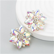 ( AB white)occidental styleins brief brilliant Alloy diamond flower earrings woman high trend earring arring