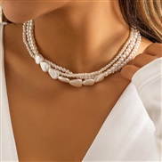 ( white )occidental style retro imitate Pearl weave samll beads chain all-Purpose necklace