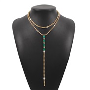 ( Goldgreen )occidental style fashion all-PurposeY necklace  brief temperament fully-jewelled super Double layer chain 