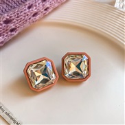 ( Silver needle Pink square )silver diamond personality geometry earrings Korea big samll all-Purpose fashion ear stud 