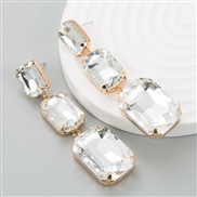 ( white)occidental style fashion gradual change big samll square glass diamond Alloy pendant earrings woman trend long 