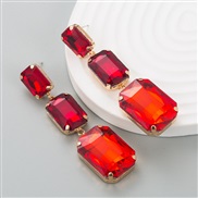 ( red)occidental style fashion gradual change big samll square glass diamond Alloy pendant earrings woman trend long st