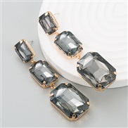 ( black)occidental style fashion gradual change big samll square glass diamond Alloy pendant earrings woman trend long 