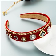 (red ) eadband occidental style velvet chain retro eadband Pearl