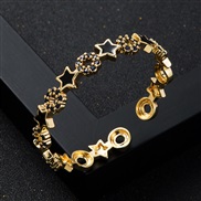 ( black)occidental style personality bronze color retention gold plated embed zircon Five-pointed star bangle trend open