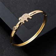 occidental style fashion bronze gold plated embed zircon elephant bangle elegant all-Purpose temperament bracelet