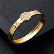 (circular )occidental style new bronze embed zircon gold bangle woman fine elasticity buckle surface bracelet bangle
