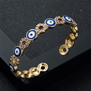 ( blue)occidental styleins fashion personality bronze gilded embed zircon enamel Round eyes opening bangle