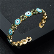 ( light blue )occidental styleins fashion personality bronze gilded embed zircon enamel Round eyes opening bangle