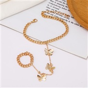 ( Gold)occidental style  fashion all-Purpose brief Alloy bracelet woman  creative butterfly pendant temperament lady
