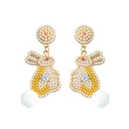 (yellow color ) big samll woman color beads animal earring day lovely rabbit earrings