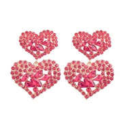 ( red)earrings new occidental style exaggerating multilayer heart-shaped Alloy diamond earrings woman retro colorful di