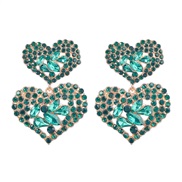( green)earrings new occidental style exaggerating multilayer heart-shaped Alloy diamond earrings woman retro colorful 