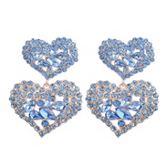 ( blue)earrings new occidental style exaggerating multilayer heart-shaped Alloy diamond earrings woman retro colorful d