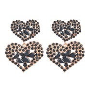 ( black)earrings new occidental style exaggerating multilayer heart-shaped Alloy diamond earrings woman retro colorful 