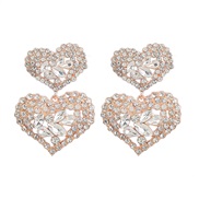(gold White Diamond )earrings new occidental style exaggerating multilayer heart-shaped Alloy diamond earrings woman re