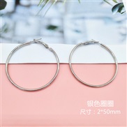 (cm Silver)hiho earrings occidental style fashion circle style woman exaggerating temperament brief cirque big circle c