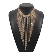 ( Gold)occidental style  row diamond tassel Rhinestone chain exaggerating wind claw chain retro necklace