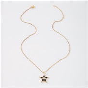 ( black)occidental style  Five-pointed star bronze zircon chain woman eyes exaggerating necklace