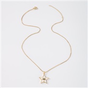 ( white)occidental style  Five-pointed star bronze zircon chain woman eyes exaggerating necklace