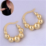 Korean style fashion concise gold beads temperament ear stud buckle circle