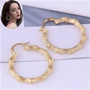 Korean style fashion concise bamboo exaggerating temperament ear stud buckle circle