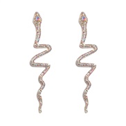 (AB color)occidental style fashion Alloy earrings  personality creative Rhinestone snake earring arring woman F