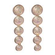 ( Color diamond )occidental style earrings  retro Alloy diamond Round long style earring   fashion earrings F
