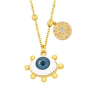 ( blue) creative personality eyes Double pendant fashion brief Turkey eyes necklace womannkz