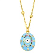 ( blue)occidental style  geometry Oval eyes pendant  personality fashionI necklace sweater chainnkz