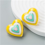 ( yellow)fashion trend sweet lovely wind Alloy enamel heart-shaped earrings woman wind exaggerating Earring