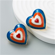 ( blue)fashion trend sweet lovely wind Alloy enamel heart-shaped earrings woman wind exaggerating arring