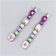 ( Color)occidental style fashion Alloy diamond Rhinestone geometry long style earrings woman Bohemia arringearrings
