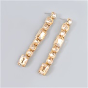 ( Gold)occidental style fashion Alloy diamond Rhinestone geometry long style earrings woman Bohemia arringearrings