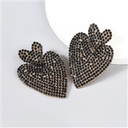 ( black)Alloy diamond Rhinestone Double layer love fully-jewelled earrings women super arringearrings