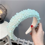 (green )occidental style wind Jelly color Pearl Headband high thick high Headband width color