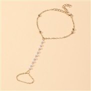 (BZjinse) occidental style bracelet Pearl Metal chain set woman ring