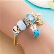 ( blue)occidental style fashion trendDIY pendant Alloy bracelet lovely wind embed Pearl bangle