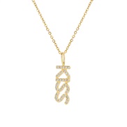 (KISS)trendI Word bronze embed zircon necklace occidental style gold gift
