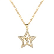( Five pointed star )occidental style samll high Five-pointed star pendant brief embed Zirconium necklace