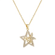 (mama)Wordmama zircon necklace Five-pointed star pendant fashion hollow chain clavicle chain gift