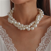 occidental style retro elegant fashion chain  exaggerating Pearl geometry personality temperament necklace woman