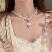 diamond Pearl love necklace fashion style chain woman summer samll high