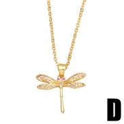 (D)occidental style color zircon insect pendant necklace woman samll bronze gold platednkb
