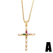 (A)occidental style wind zircon cross necklace woman style clavicle chain brief samll pendantnkb