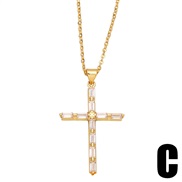 (C)occidental style wind zircon cross necklace woman style clavicle chain brief samll pendantnkb