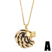 (A)occidental style wind personality lion head pendant necklace man woman samll clavicle chainnkb